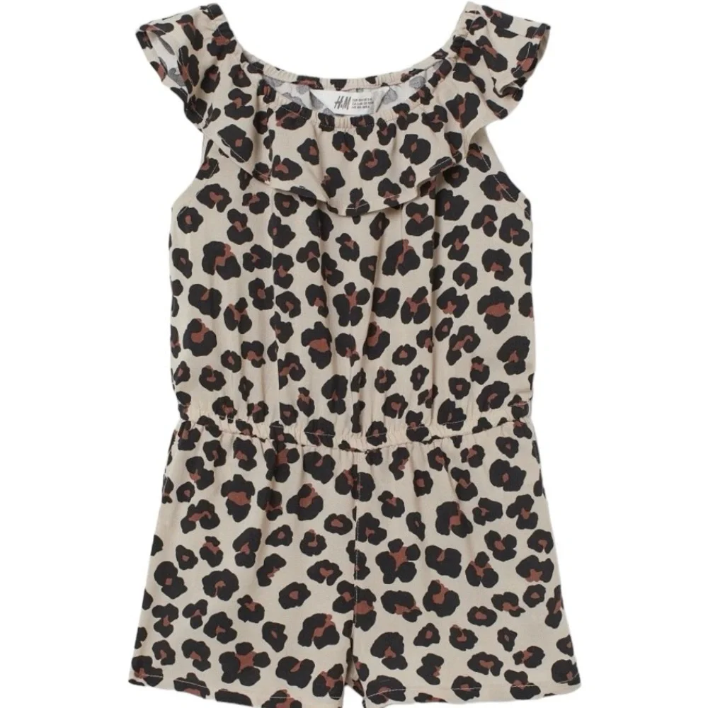 Girl's H&M Sleeveless Leopard Print Flounce Jumpsuit - Size 6-7